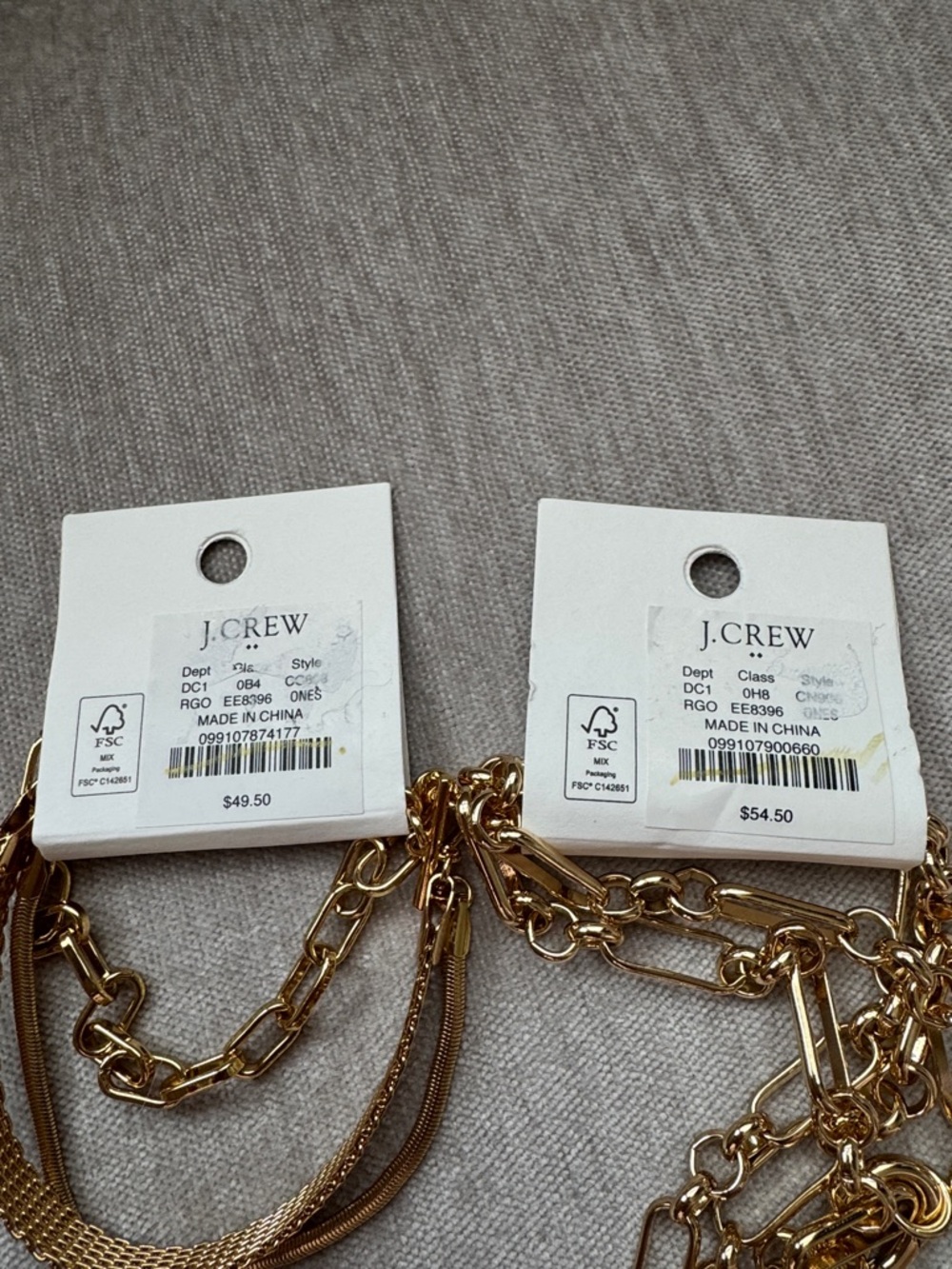 New J.Crew Gold Multi-Chain Necklace with Pearl Pendant and Bracelet - Picture 3 of 4